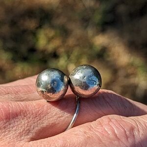 Vintage Double Ball 925 Silver Ring